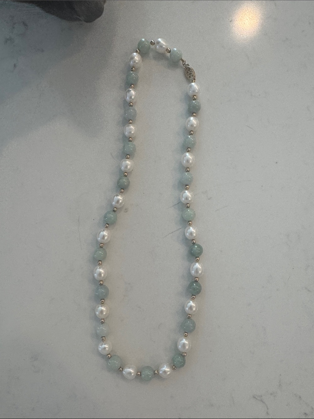 Elegant Pearl and Seafoam Bead Necklace - Women Jewelry